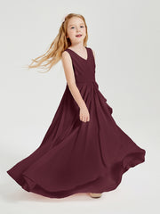 Boho Robes de Demoiselle d'Honneur Longues en Mousseline Cabernet