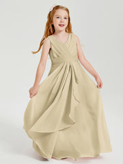 Boho Robes de Demoiselle d'Honneur Longues en Mousseline Champagne