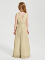 Boho Robes de Demoiselle d'Honneur Longues en Mousseline Champagne