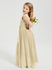Boho Robes de Demoiselle d'Honneur Longues en Mousseline Champagne
