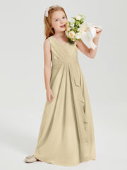 Boho Robes de Demoiselle d'Honneur Longues en Mousseline Champagne