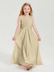 Boho Robes de Demoiselle d'Honneur Longues en Mousseline Champagne