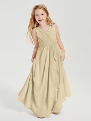 Boho Robes de Demoiselle d'Honneur Longues en Mousseline Champagne