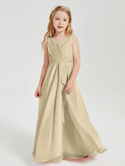 Boho Robes de Demoiselle d'Honneur Longues en Mousseline Champagne