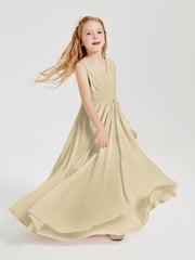 Boho Robes de Demoiselle d'Honneur Longues en Mousseline Champagne