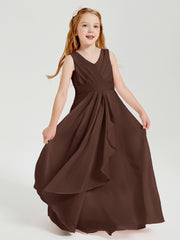 Boho Robes de Demoiselle d'Honneur Longues en Mousseline Chocolat
