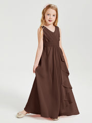 Boho Robes de Demoiselle d'Honneur Longues en Mousseline Chocolat