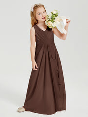 Boho Robes de Demoiselle d'Honneur Longues en Mousseline Chocolat