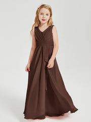 Boho Robes de Demoiselle d'Honneur Longues en Mousseline Chocolat