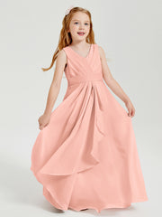 Boho Robes de Demoiselle d'Honneur Longues en Mousseline Corail