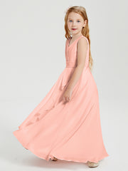 Boho Robes de Demoiselle d'Honneur Longues en Mousseline Corail