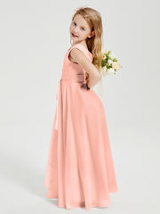 Boho Robes de Demoiselle d'Honneur Longues en Mousseline Corail