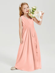 Boho Robes de Demoiselle d'Honneur Longues en Mousseline Corail