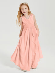 Boho Robes de Demoiselle d'Honneur Longues en Mousseline Corail