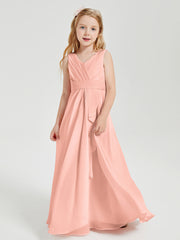 Boho Robes de Demoiselle d'Honneur Longues en Mousseline Corail