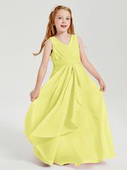 Boho Robes de Demoiselle d'Honneur Longues en Mousseline Jonquille