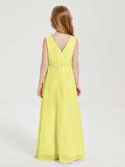 Boho Robes de Demoiselle d'Honneur Longues en Mousseline Jonquille