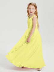 Boho Robes de Demoiselle d'Honneur Longues en Mousseline Jonquille