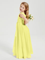 Boho Robes de Demoiselle d'Honneur Longues en Mousseline Jonquille