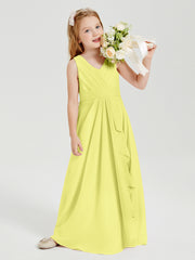 Boho Robes de Demoiselle d'Honneur Longues en Mousseline Jonquille