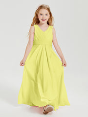 Boho Robes de Demoiselle d'Honneur Longues en Mousseline Jonquille