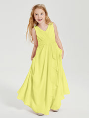 Boho Robes de Demoiselle d'Honneur Longues en Mousseline Jonquille