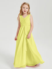 Boho Robes de Demoiselle d'Honneur Longues en Mousseline Jonquille