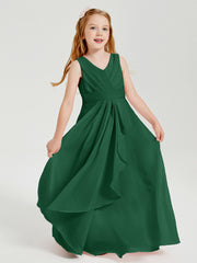 Boho Robes de Demoiselle d'Honneur Longues en Mousseline Vert Foncé