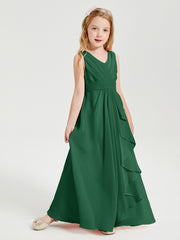 Boho Robes de Demoiselle d'Honneur Longues en Mousseline Vert Foncé