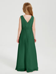 Boho Robes de Demoiselle d'Honneur Longues en Mousseline Vert Foncé