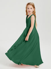 Boho Robes de Demoiselle d'Honneur Longues en Mousseline Vert Foncé