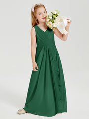 Boho Robes de Demoiselle d'Honneur Longues en Mousseline Vert Foncé