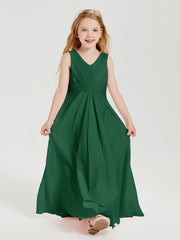 Boho Robes de Demoiselle d'Honneur Longues en Mousseline Vert Foncé