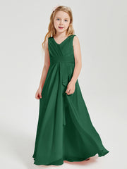 Boho Robes de Demoiselle d'Honneur Longues en Mousseline Vert Foncé