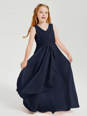 Boho Robes de Demoiselle d'Honneur Longues en Mousseline Bleu Marine