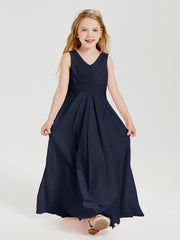 Boho Robes de Demoiselle d'Honneur Longues en Mousseline Bleu Marine