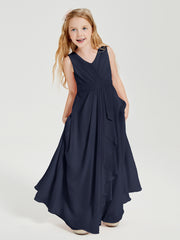Boho Robes de Demoiselle d'Honneur Longues en Mousseline Bleu Marine