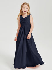 Boho Robes de Demoiselle d'Honneur Longues en Mousseline Bleu Marine