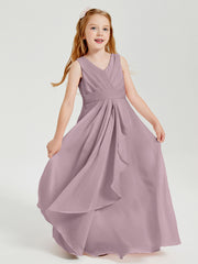 Boho Robes de Demoiselle d'Honneur Longues en Mousseline Dusk