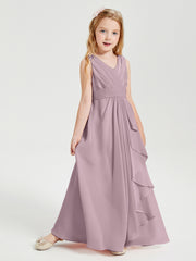 Boho Robes de Demoiselle d'Honneur Longues en Mousseline Dusk