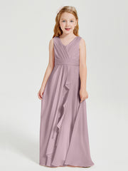 Boho Robes de Demoiselle d'Honneur Longues en Mousseline Dusk