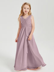 Boho Robes de Demoiselle d'Honneur Longues en Mousseline Dusk