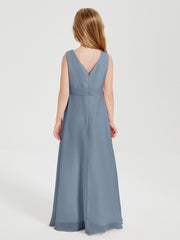 Boho Robes de Demoiselle d'Honneur Longues en Mousseline Bleu Poudré