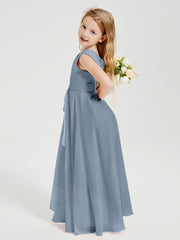 Boho Robes de Demoiselle d'Honneur Longues en Mousseline Bleu Poudré