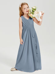 Boho Robes de Demoiselle d'Honneur Longues en Mousseline Bleu Poudré