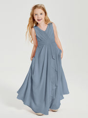 Boho Robes de Demoiselle d'Honneur Longues en Mousseline Bleu Poudré