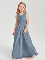 Boho Robes de Demoiselle d'Honneur Longues en Mousseline Bleu Poudré