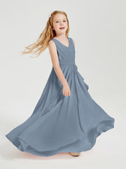 Boho Robes de Demoiselle d'Honneur Longues en Mousseline Bleu Poudré