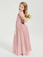Boho Robes de Demoiselle d'Honneur Longues en Mousseline Rose Poudré