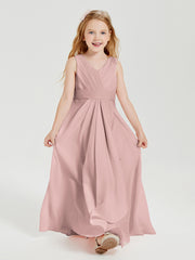 Boho Robes de Demoiselle d'Honneur Longues en Mousseline Rose Poudré